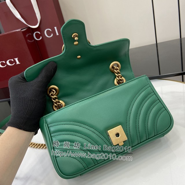 Gucci專櫃古馳最新款Marmont系列絎縫迷你手袋原廠皮鏈條女士挎包 jh2202型號：446744